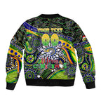 Merry Christmas Eels Bomber Jacket Aboriginal Santa Rugby Mascot - Parramatta