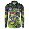 Merry Christmas Eels Button Sweatshirt Aboriginal Santa Rugby Mascot - Parramatta