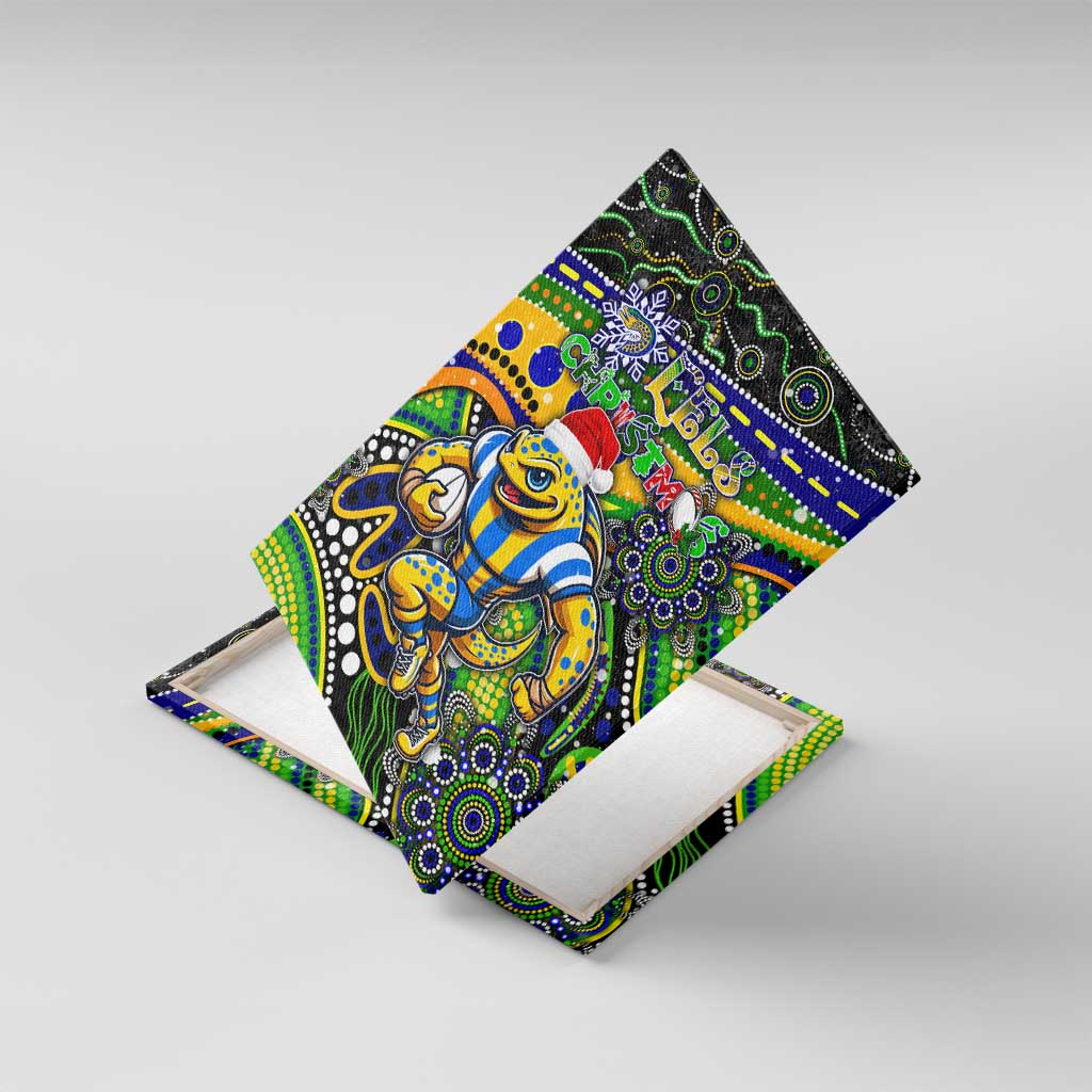 Merry Christmas Eels Canvas Wall Art Aboriginal Santa Rugby Mascot - Parramatta