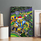 Merry Christmas Eels Canvas Wall Art Aboriginal Santa Rugby Mascot - Parramatta