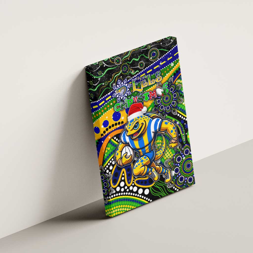 Merry Christmas Eels Canvas Wall Art Aboriginal Santa Rugby Mascot - Parramatta