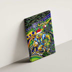 Merry Christmas Eels Canvas Wall Art Aboriginal Santa Rugby Mascot - Parramatta