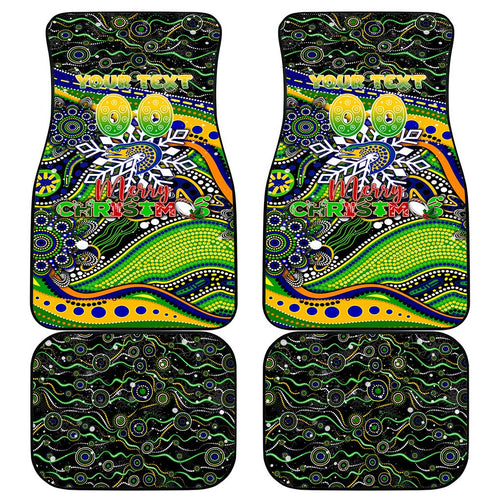 Merry Christmas Eels Car Mats Aboriginal Santa Rugby Mascot - Parramatta