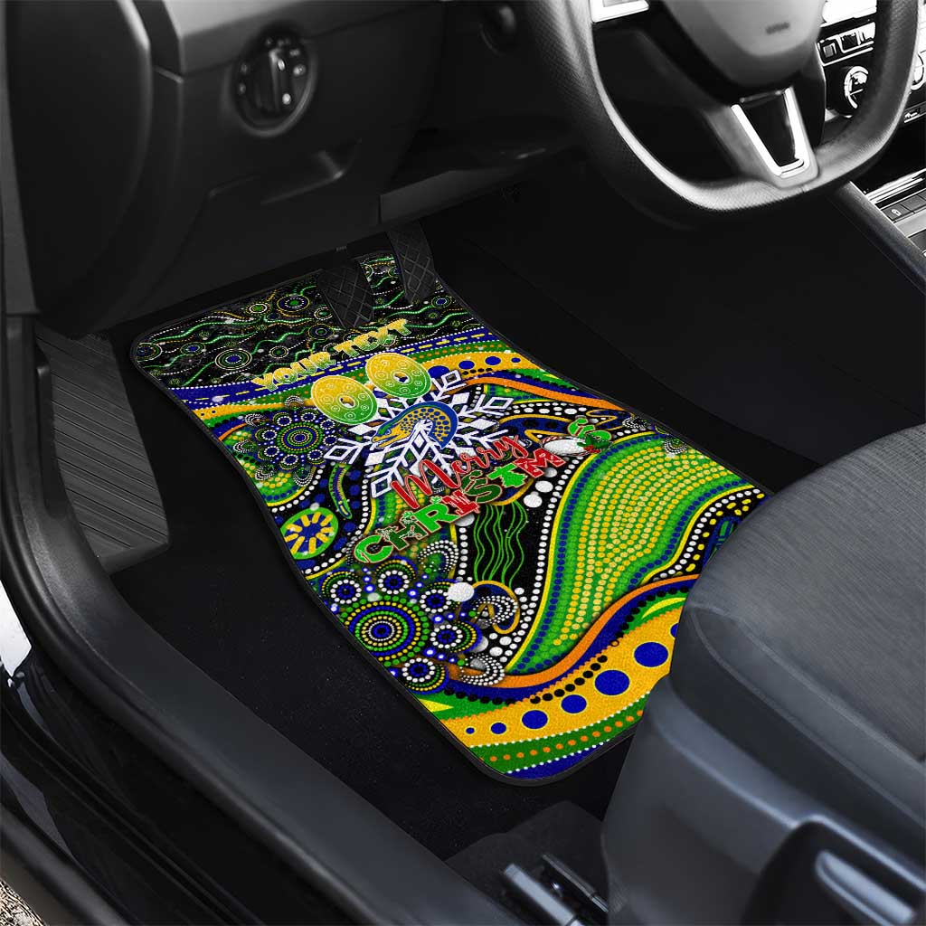 Merry Christmas Eels Car Mats Aboriginal Santa Rugby Mascot - Parramatta
