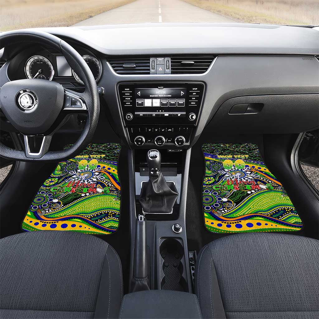 Merry Christmas Eels Car Mats Aboriginal Santa Rugby Mascot - Parramatta