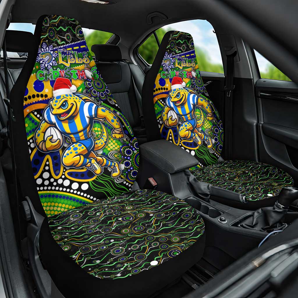 Merry Christmas Eels Car Seat Cover Aboriginal Santa Rugby Mascot - Parramatta