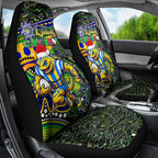 Merry Christmas Eels Car Seat Cover Aboriginal Santa Rugby Mascot - Parramatta
