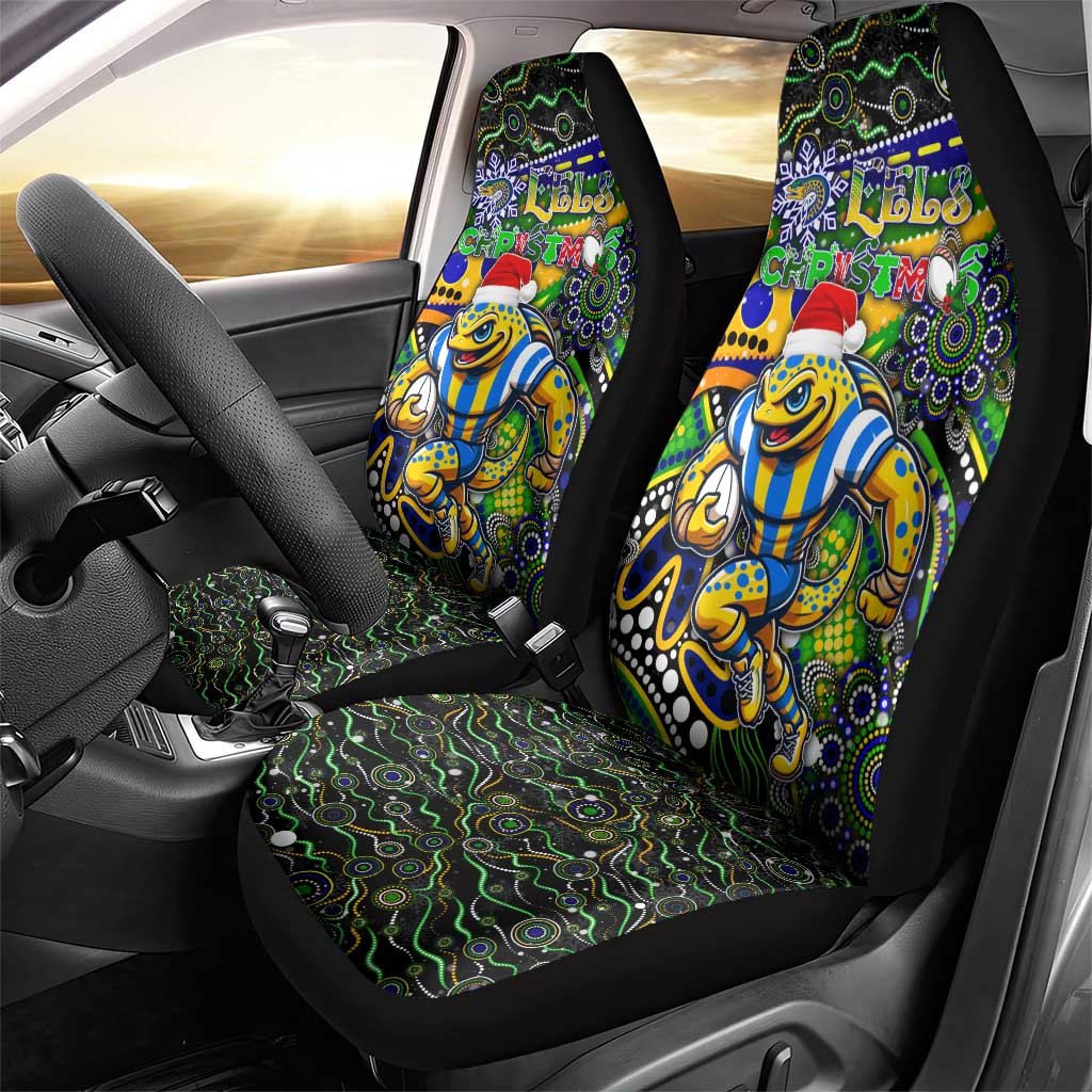 Merry Christmas Eels Car Seat Cover Aboriginal Santa Rugby Mascot - Parramatta