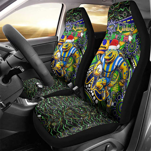 Merry Christmas Eels Car Seat Cover Aboriginal Santa Rugby Mascot - Parramatta
