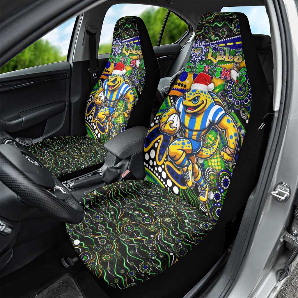 Merry Christmas Eels Car Seat Cover Aboriginal Santa Rugby Mascot - Parramatta
