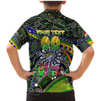 Merry Christmas Eels Family Matching Mermaid Dress and Hawaiian Shirt Aboriginal Santa Rugby Mascot - Parramatta