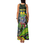 Merry Christmas Eels Family Matching Tank Maxi Dress and Hawaiian Shirt Aboriginal Santa Rugby Mascot - Parramatta