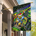 Merry Christmas Eels Garden Flag Aboriginal Santa Rugby Mascot - Parramatta