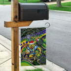 Merry Christmas Eels Garden Flag Aboriginal Santa Rugby Mascot - Parramatta