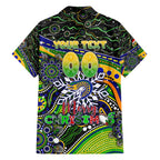 Merry Christmas Eels Hawaiian Shirt Aboriginal Santa Rugby Mascot - Parramatta