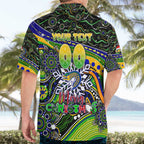 Merry Christmas Eels Hawaiian Shirt Aboriginal Santa Rugby Mascot - Parramatta