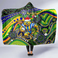 Merry Christmas Eels Hooded Blanket Aboriginal Santa Rugby Mascot - Parramatta