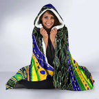 Merry Christmas Eels Hooded Blanket Aboriginal Santa Rugby Mascot - Parramatta