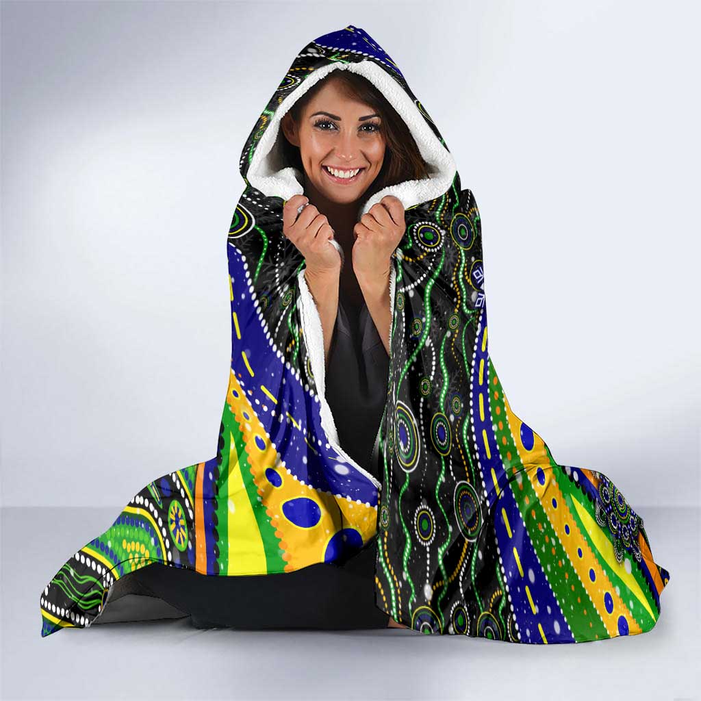 Merry Christmas Eels Hooded Blanket Aboriginal Santa Rugby Mascot - Parramatta