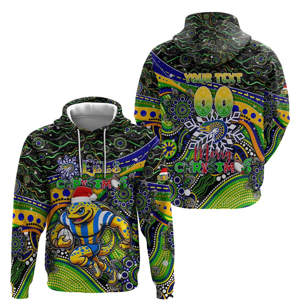 Merry Christmas Eels Hoodie Aboriginal Santa Rugby Mascot - Parramatta