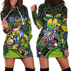 Merry Christmas Eels Hoodie Dress Aboriginal Santa Rugby Mascot - Parramatta