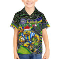 Merry Christmas Eels Kid Hawaiian Shirt Aboriginal Santa Rugby Mascot - Parramatta