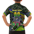 Merry Christmas Eels Kid Hawaiian Shirt Aboriginal Santa Rugby Mascot - Parramatta