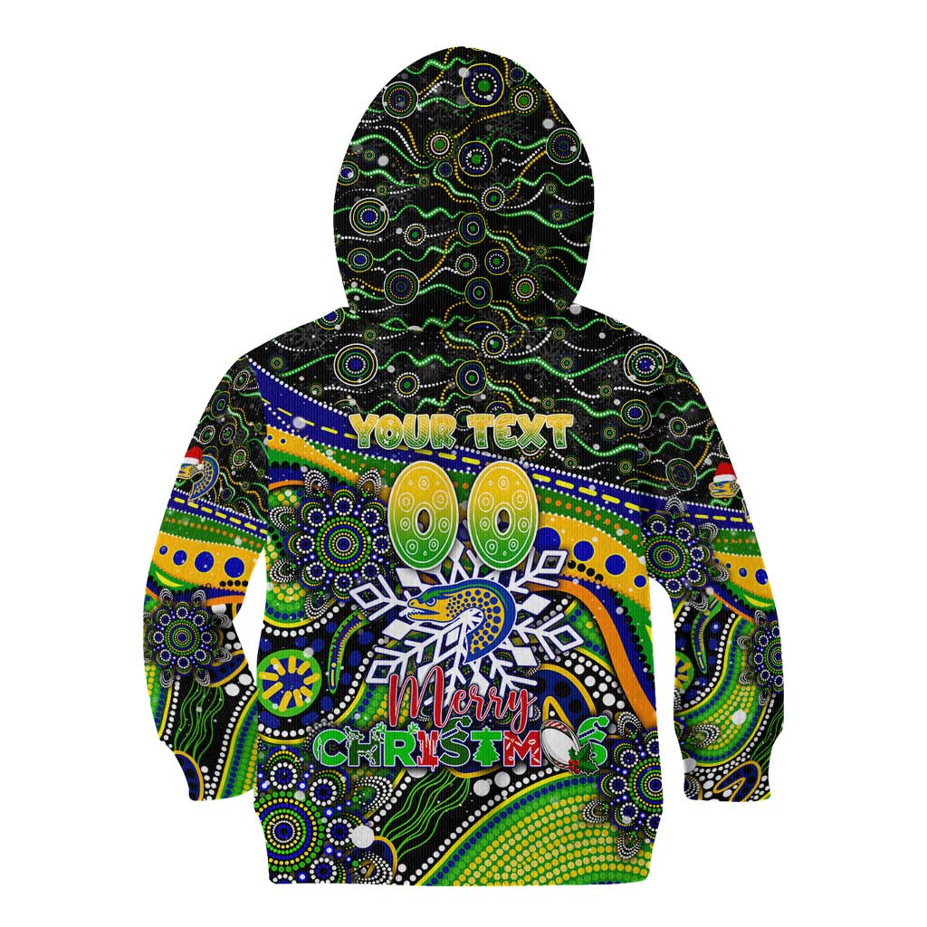 Merry Christmas Eels Kid Hoodie Aboriginal Santa Rugby Mascot - Parramatta