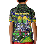 Merry Christmas Eels Kid Polo Shirt Aboriginal Santa Rugby Mascot - Parramatta