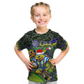 Merry Christmas Eels Kid T Shirt Aboriginal Santa Rugby Mascot - Parramatta