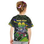 Merry Christmas Eels Kid T Shirt Aboriginal Santa Rugby Mascot - Parramatta