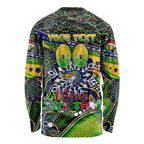 Merry Christmas Eels Long Sleeve Shirt Aboriginal Santa Rugby Mascot - Parramatta
