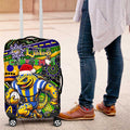 Merry Christmas Eels Luggage Cover Aboriginal Santa Rugby Mascot - Parramatta
