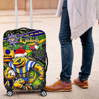 Merry Christmas Eels Luggage Cover Aboriginal Santa Rugby Mascot - Parramatta