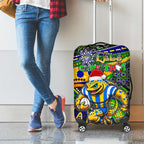 Merry Christmas Eels Luggage Cover Aboriginal Santa Rugby Mascot - Parramatta