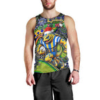 Merry Christmas Eels Men Tank Top Aboriginal Santa Rugby Mascot - Parramatta