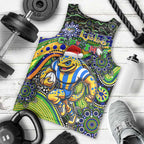 Merry Christmas Eels Men Tank Top Aboriginal Santa Rugby Mascot - Parramatta