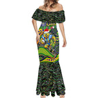 Merry Christmas Eels Mermaid Dress Aboriginal Santa Rugby Mascot - Parramatta