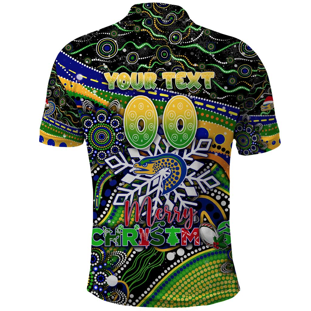 Merry Christmas Eels Polo Shirt Aboriginal Santa Rugby Mascot - Parramatta
