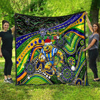 Merry Christmas Eels Quilt Aboriginal Santa Rugby Mascot - Parramatta