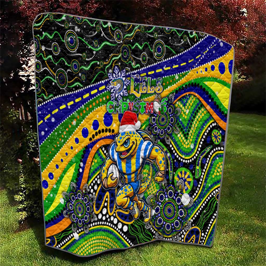 Merry Christmas Eels Quilt Aboriginal Santa Rugby Mascot - Parramatta