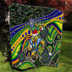 Merry Christmas Eels Quilt Aboriginal Santa Rugby Mascot - Parramatta
