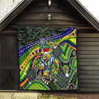 Merry Christmas Eels Quilt Aboriginal Santa Rugby Mascot - Parramatta
