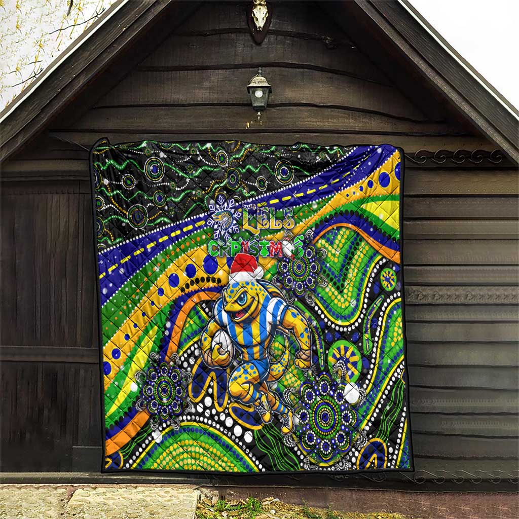 Merry Christmas Eels Quilt Aboriginal Santa Rugby Mascot - Parramatta