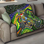 Merry Christmas Eels Quilt Aboriginal Santa Rugby Mascot - Parramatta