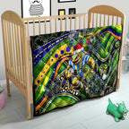 Merry Christmas Eels Quilt Aboriginal Santa Rugby Mascot - Parramatta