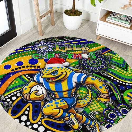 Merry Christmas Eels Round Carpet Aboriginal Santa Rugby Mascot - Parramatta