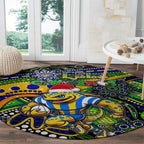 Merry Christmas Eels Round Carpet Aboriginal Santa Rugby Mascot - Parramatta