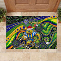 Merry Christmas Eels Rubber Doormat Aboriginal Santa Rugby Mascot - Parramatta