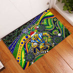 Merry Christmas Eels Rubber Doormat Aboriginal Santa Rugby Mascot - Parramatta